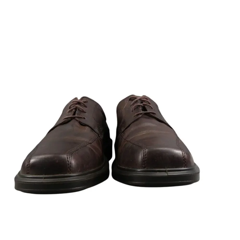 Ecco Shoes Mens 45 Oxford Derby Helsinki Leather Classic Comfort Business Brown